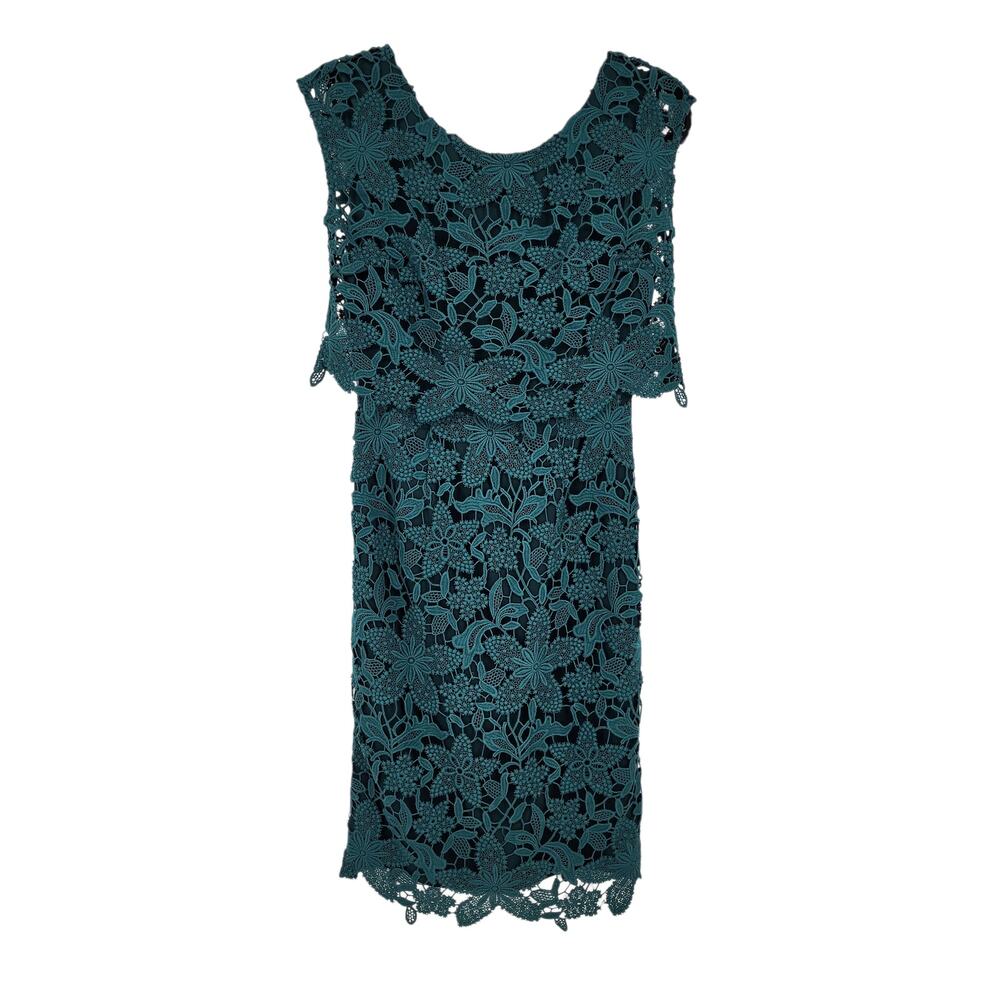 NWT Boden Layered Emerald Green Floral Lace Cap Sleeve Sheath Dress Size 2